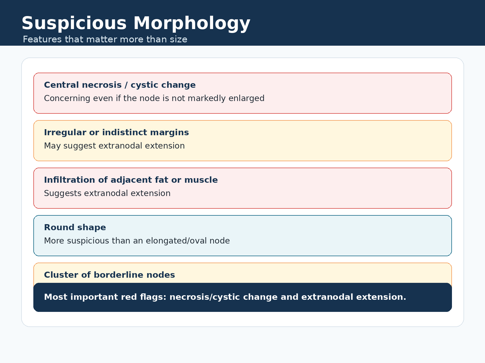 Suspicious cervical lymph node morphology