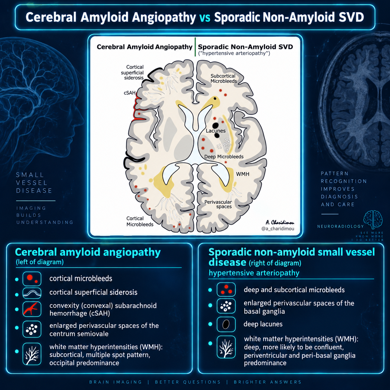 CAA versus hypertensive small vessel disease