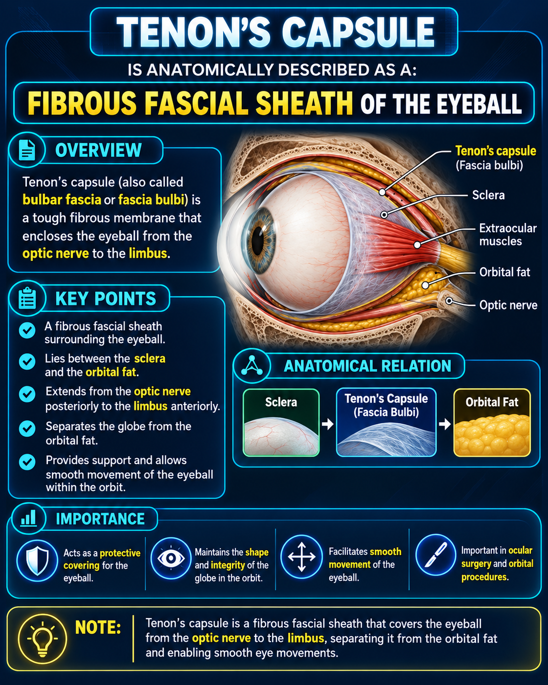 Tenon's capsule surrounding the eyeball between the sclera and orbital fat