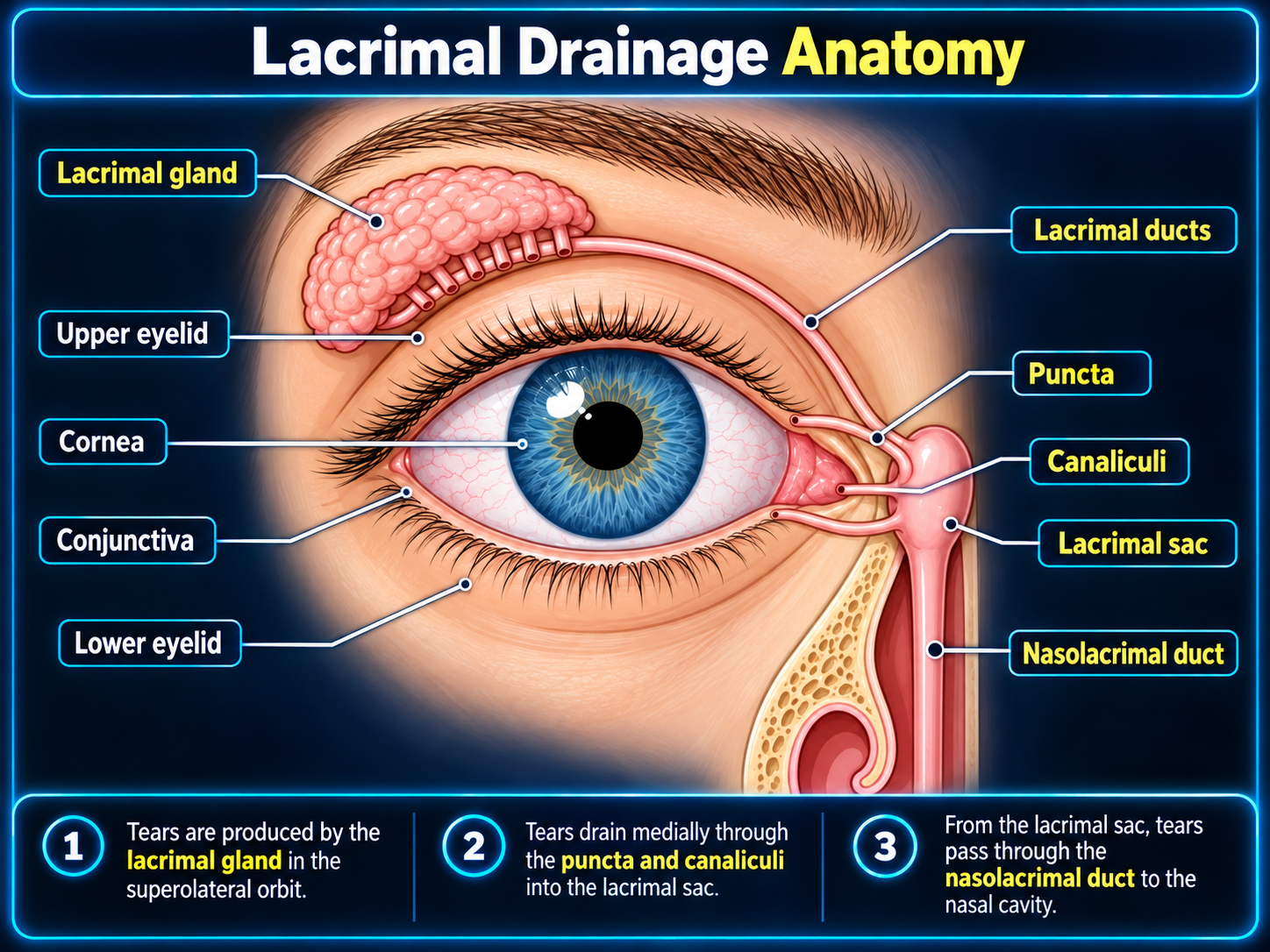 Lacrimal drainage anatomy