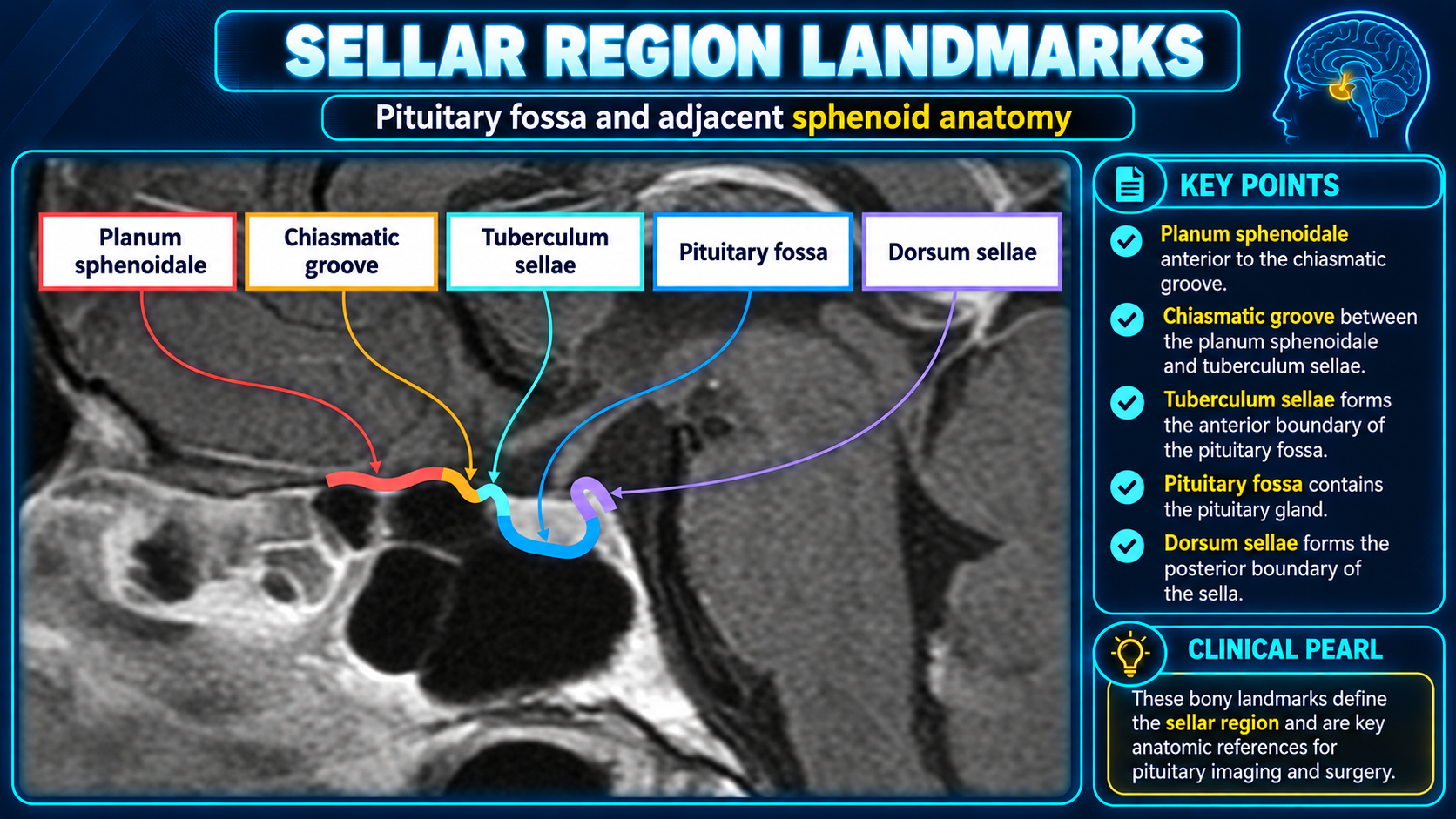 Sagittal MRI landmarks of the sellar region